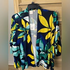 Colorful Leaf Print Kimono Jacket